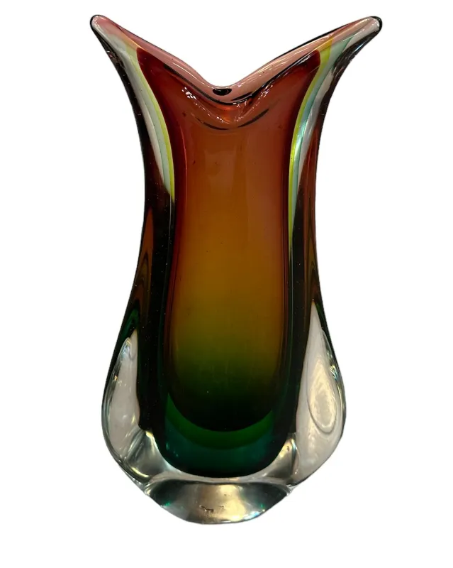 antique murano vase with warm and cool colors, decorative