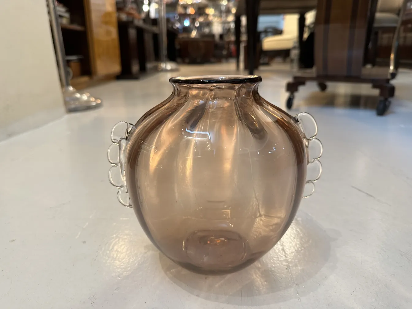 murano vase with decorative details and antique style