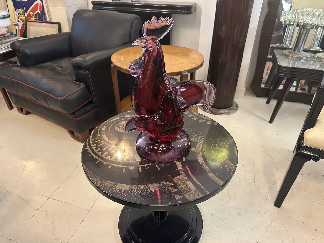 Murano-Skulptur in Form eines Hahns, leuchtend rote Farbe