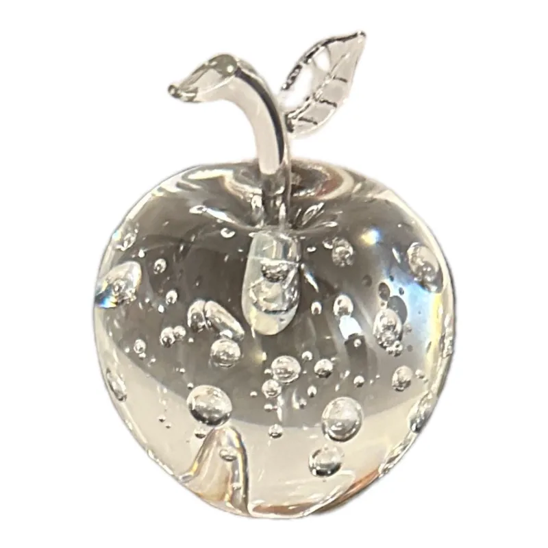 Escultura de Murano en forma de manzana con burbujas decorativas.