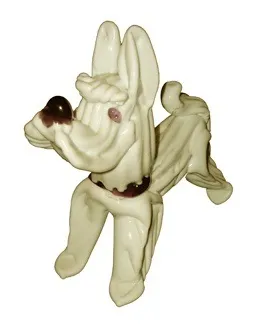 Antigua escultura de Murano de un perro con detalles