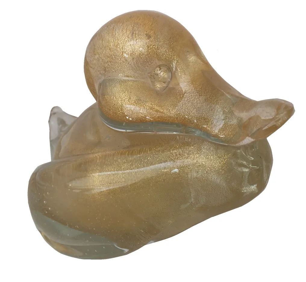 antique murano sculpture in the shape of a duck, golden
