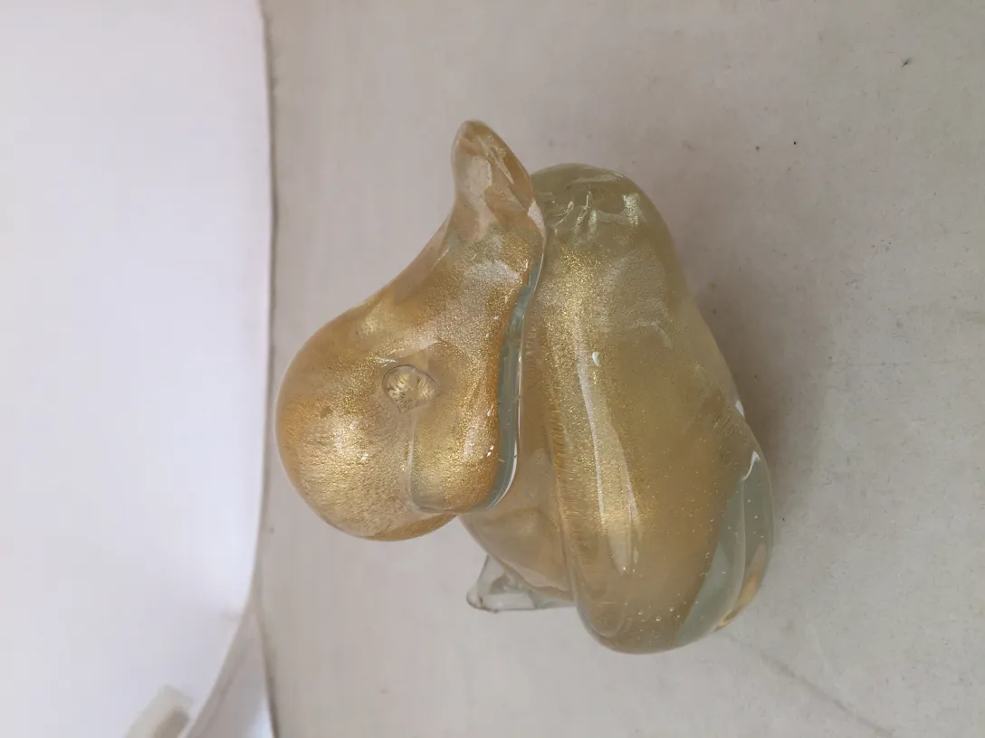 scultura murano con lucentezza dorata, anatra decorativa