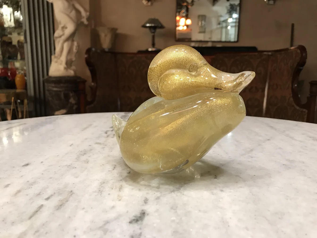 golden duck sculpture, antique decorative piece