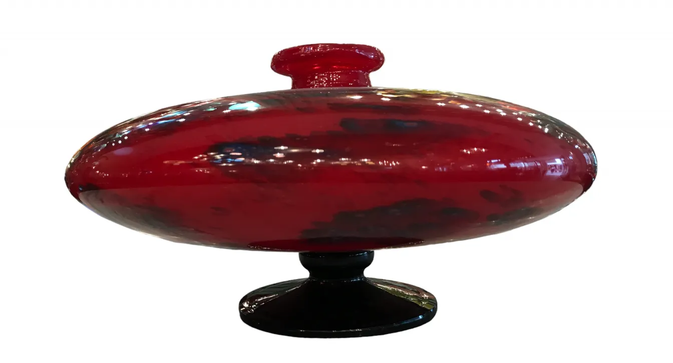 antique decorative red glass signed by schneider