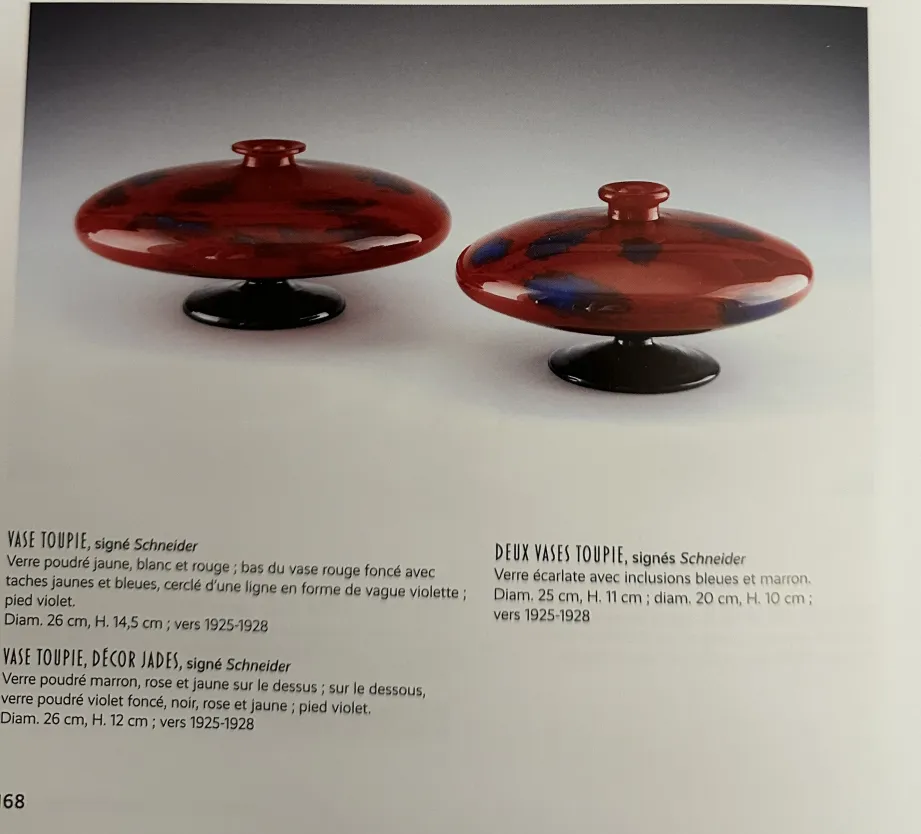 dois vasos antigos de vidro com assinatura Schneider