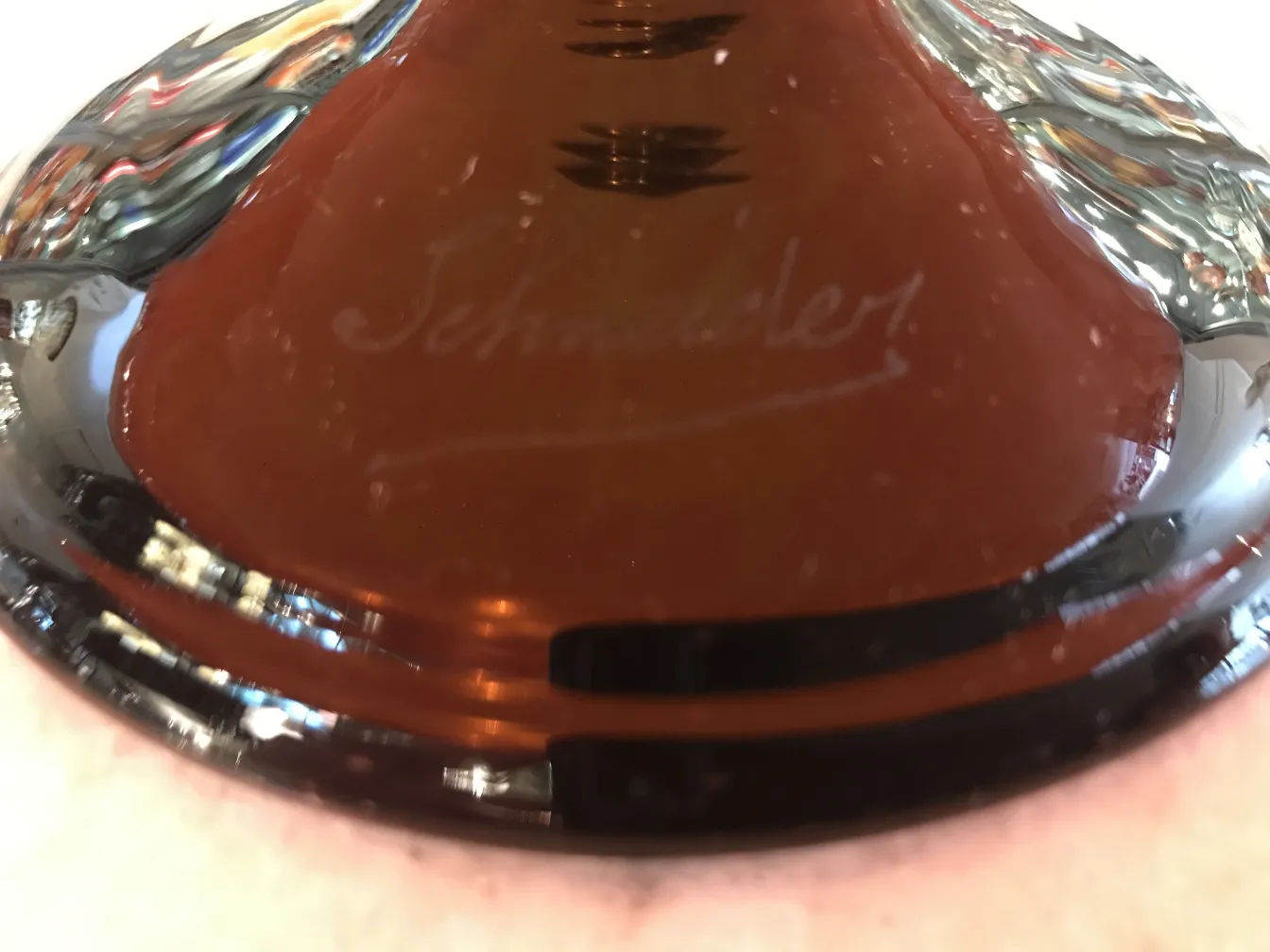 signed glass featuring Schneider's signature, French antique