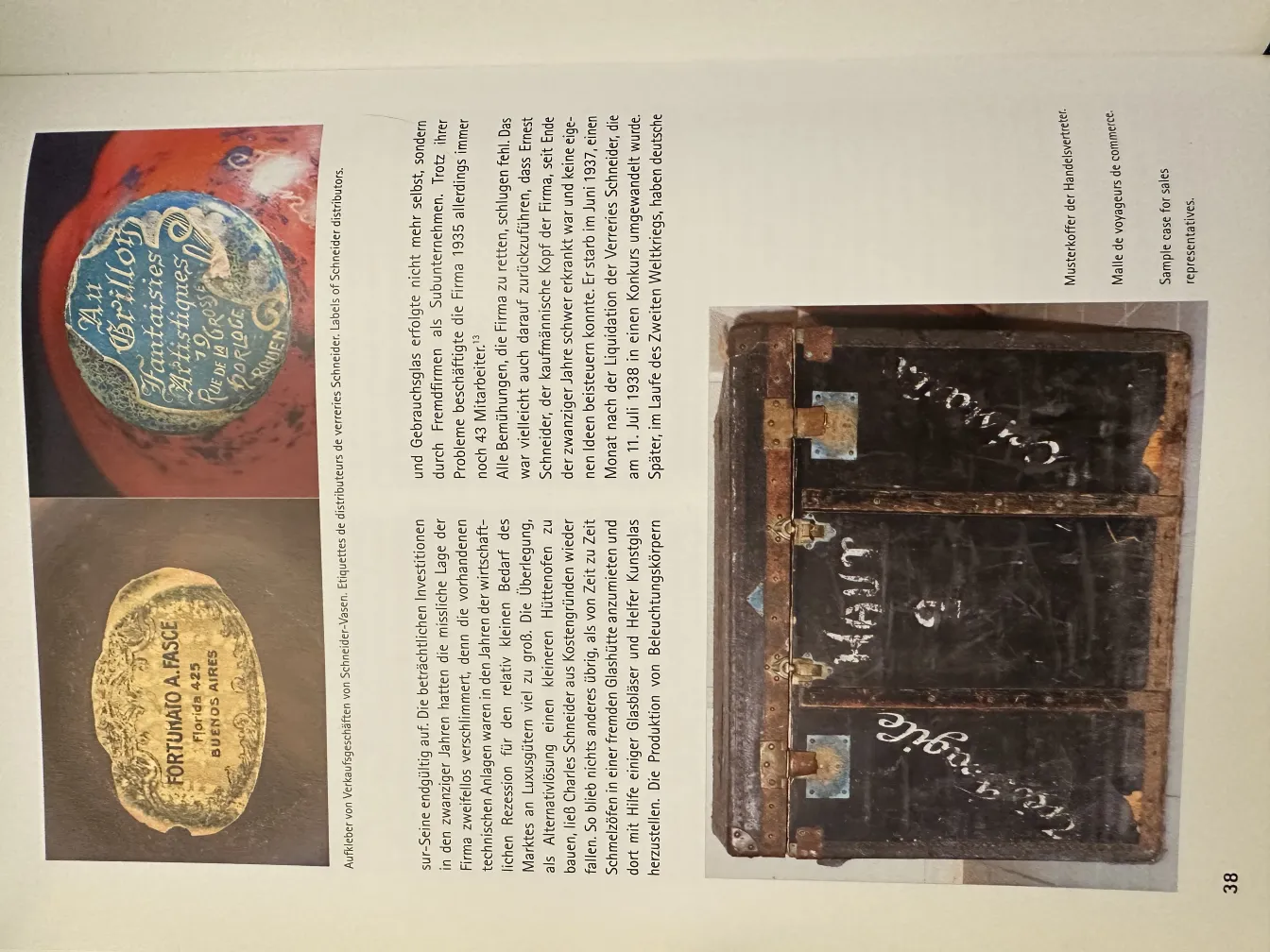 Antikes Glas mit Unterschrift von Schneider, französisches Design.