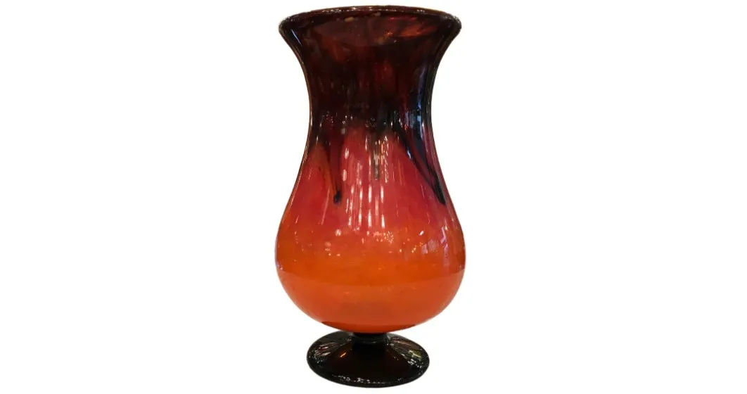 Decorative signed glass Schneider in warm tones.