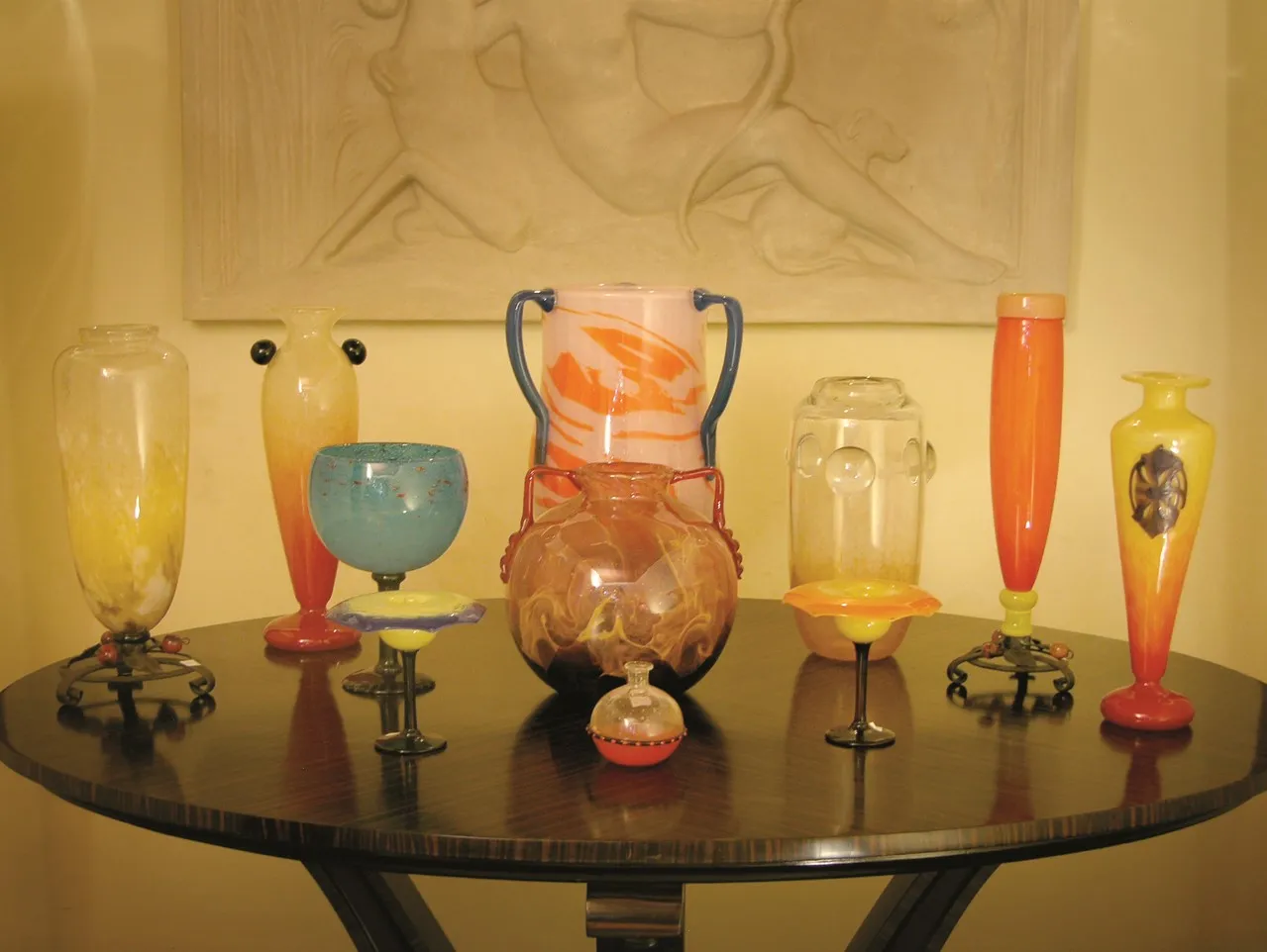 Vetro antico firmato da Schneider in vari colori