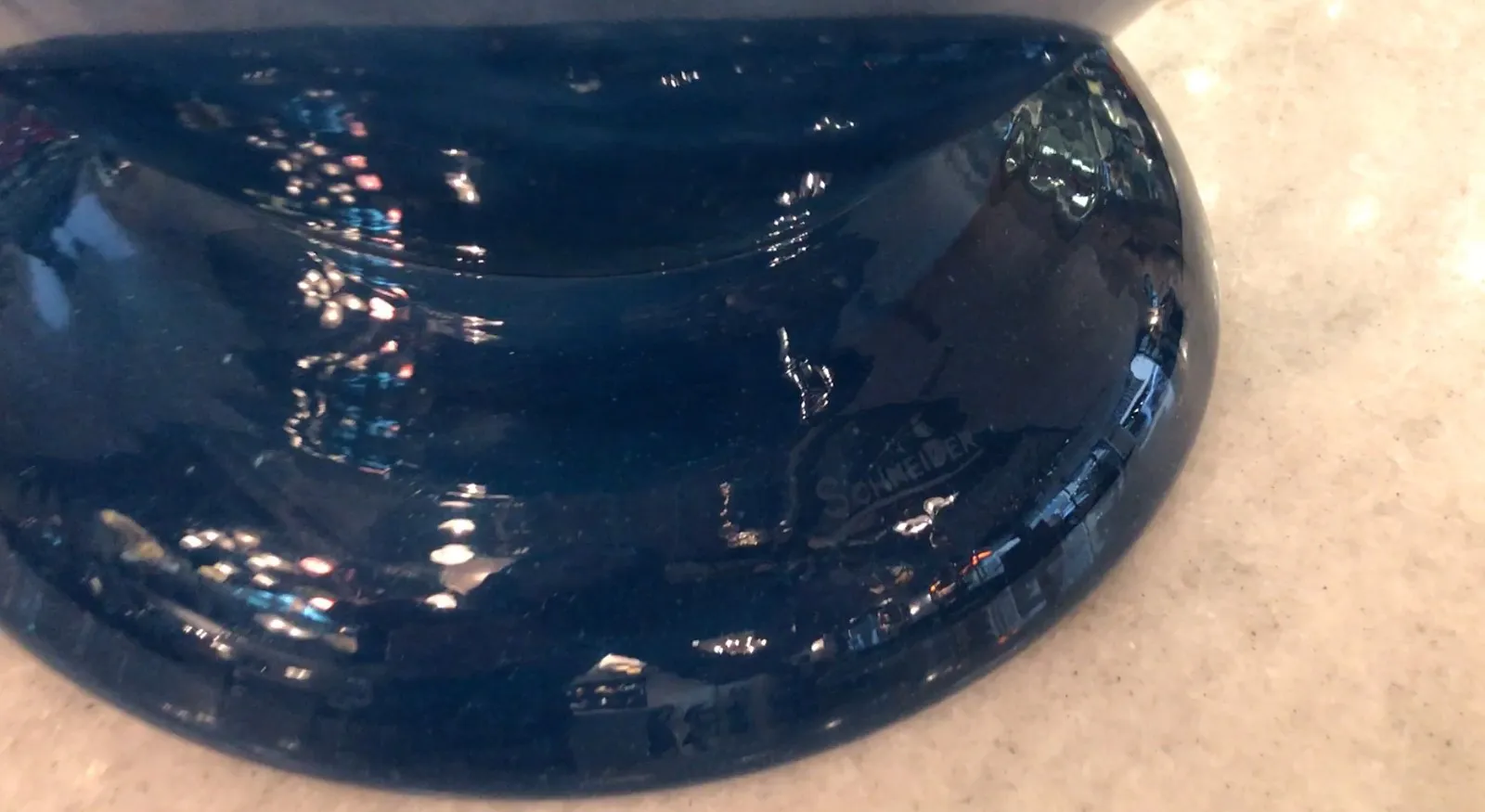 Blue glass with Schneider signature, French antique.