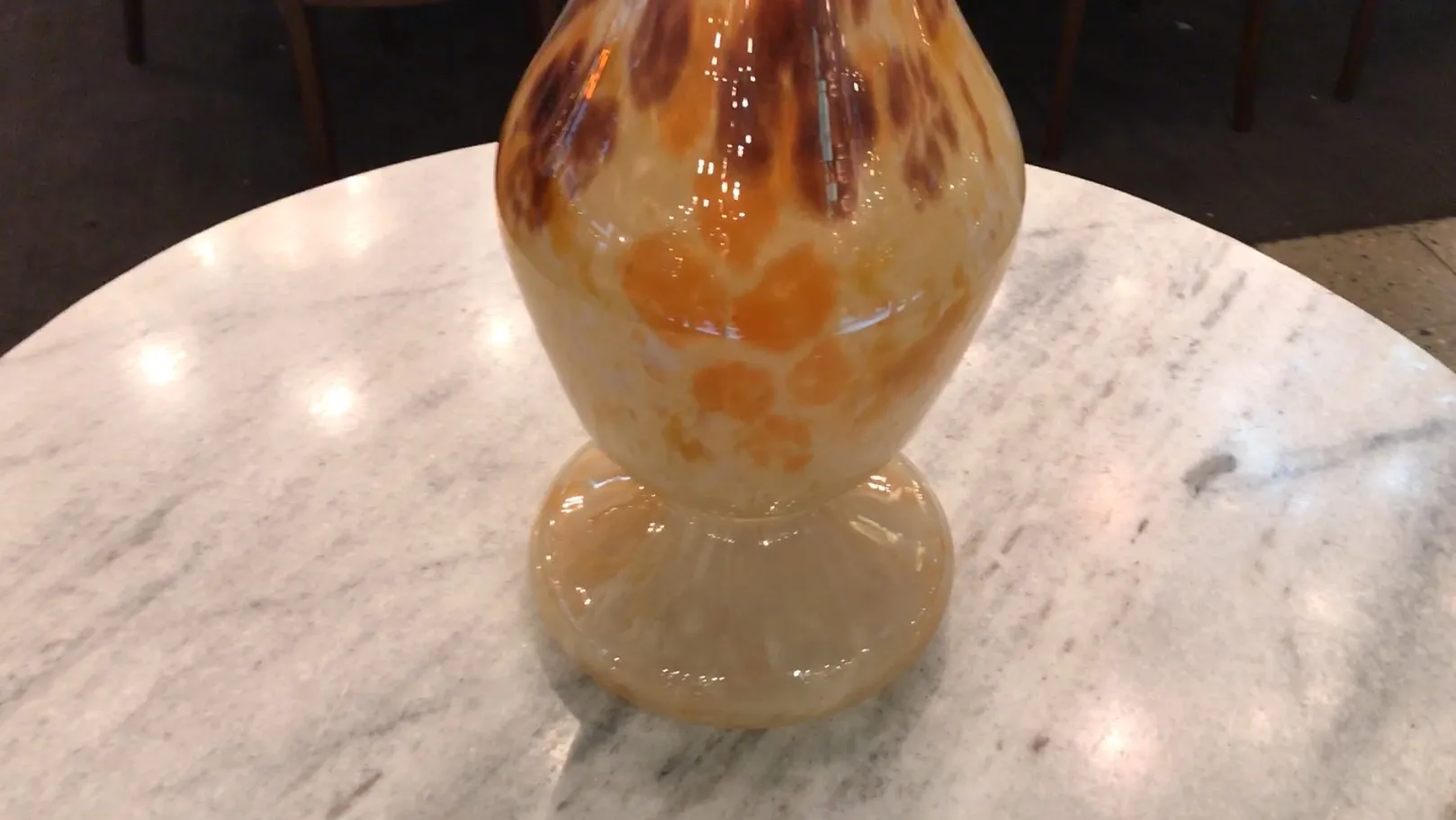 Glass signed with colorful patterns, antique piece by Schneider.