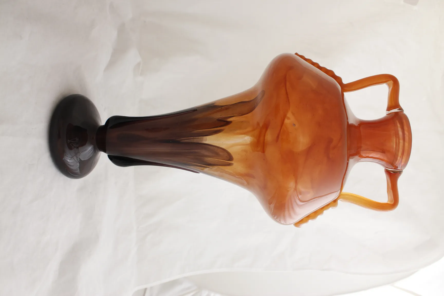 antique vase of signed glass with decorative details