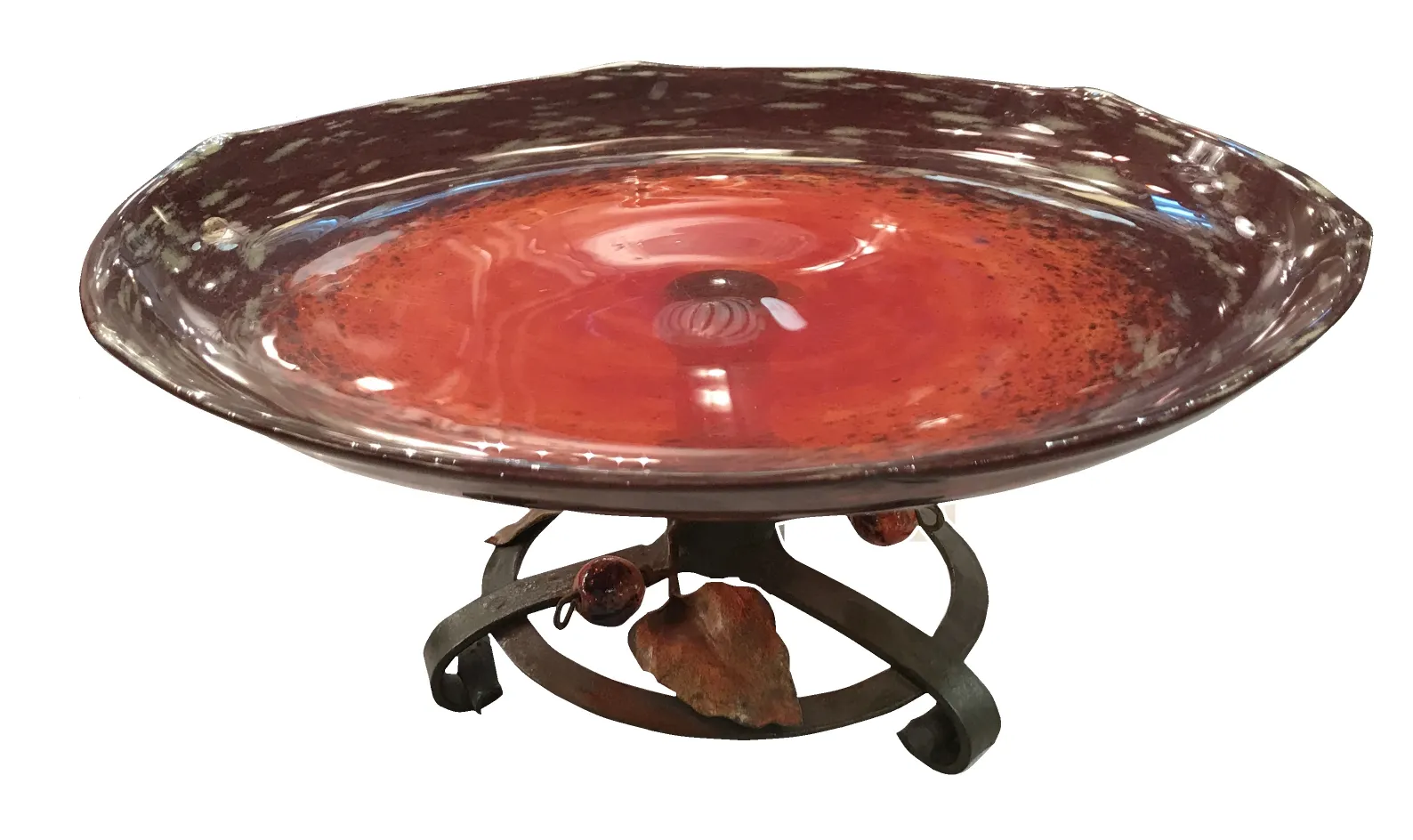 Antiguo vidrio firmado Schneider con base decorativa estilo antiguo.