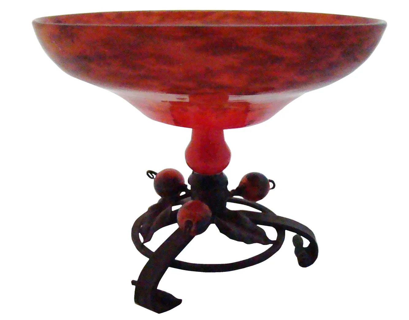 verre décoratif avec signature de schneider sur socle en métal