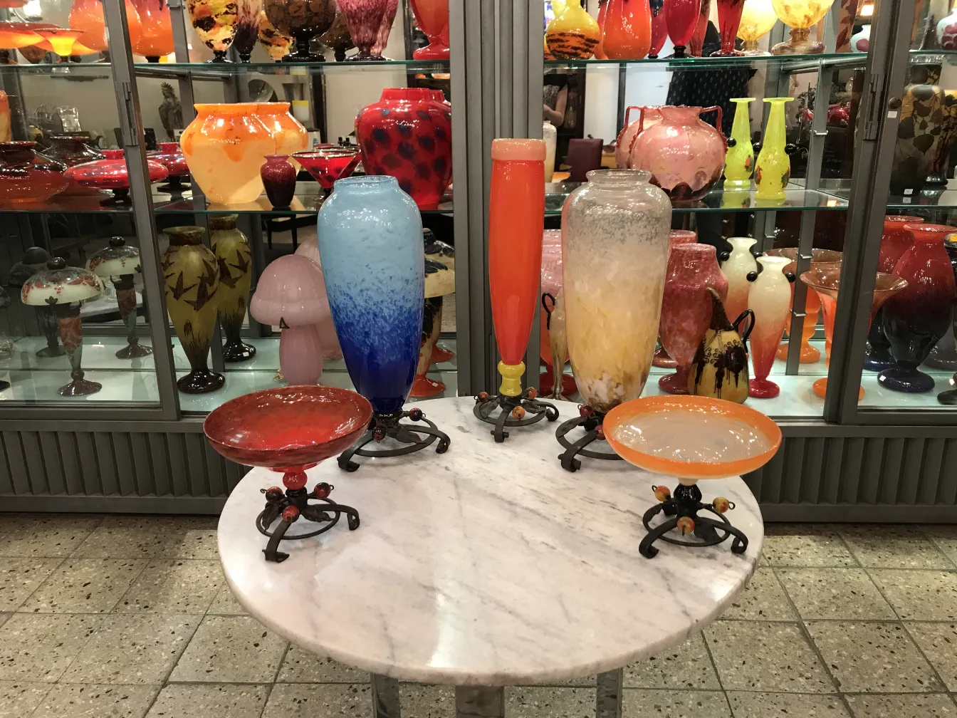 vidrio decorativo firmado de schneider, antigüedad