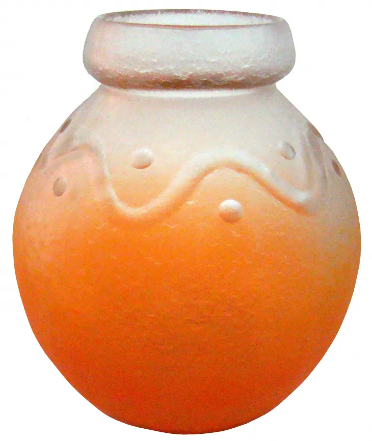 vase made of signed glass by Schneider in an orange gradient