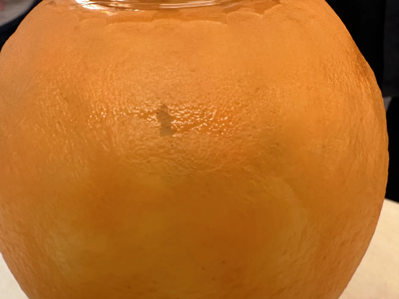 Orange glass with smooth texture and design