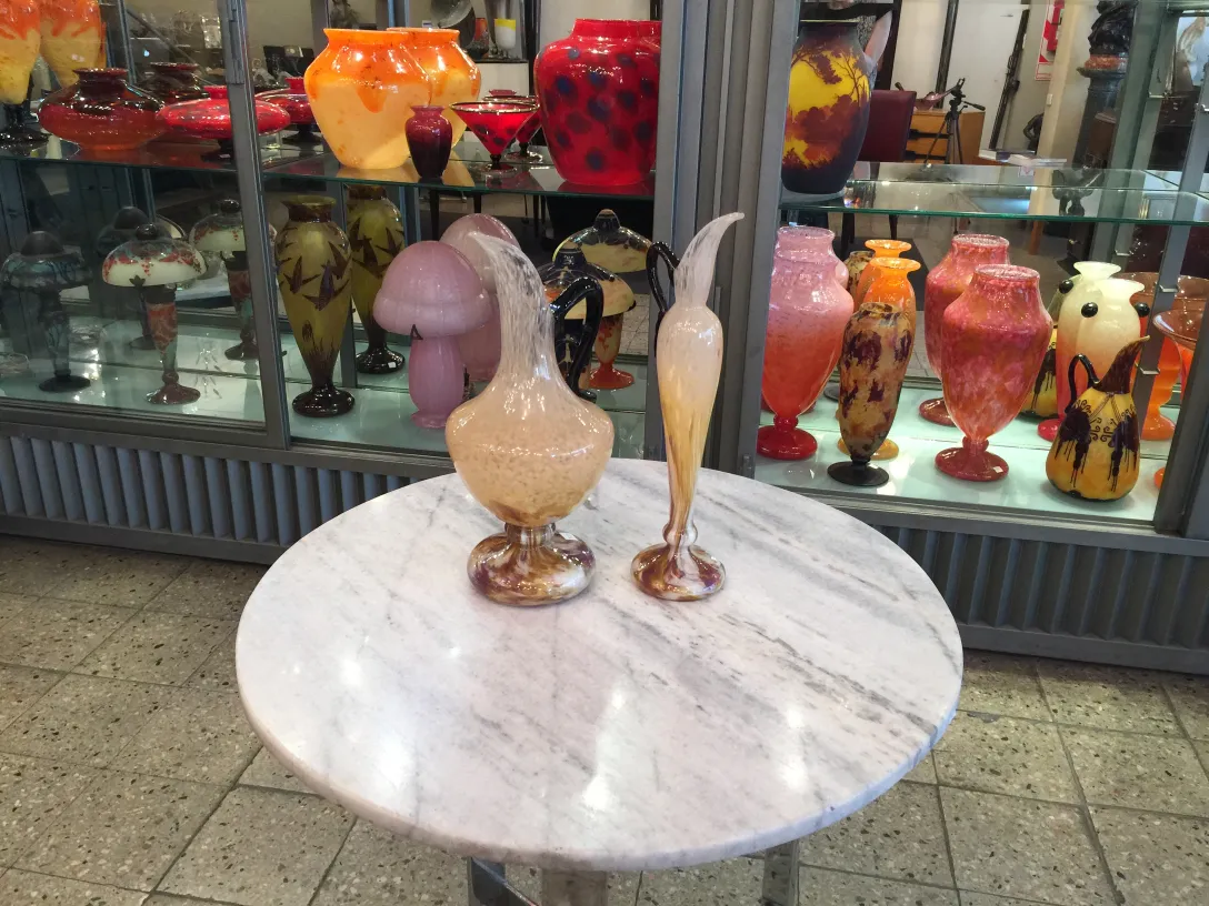 two-glass-vases-antique-setting