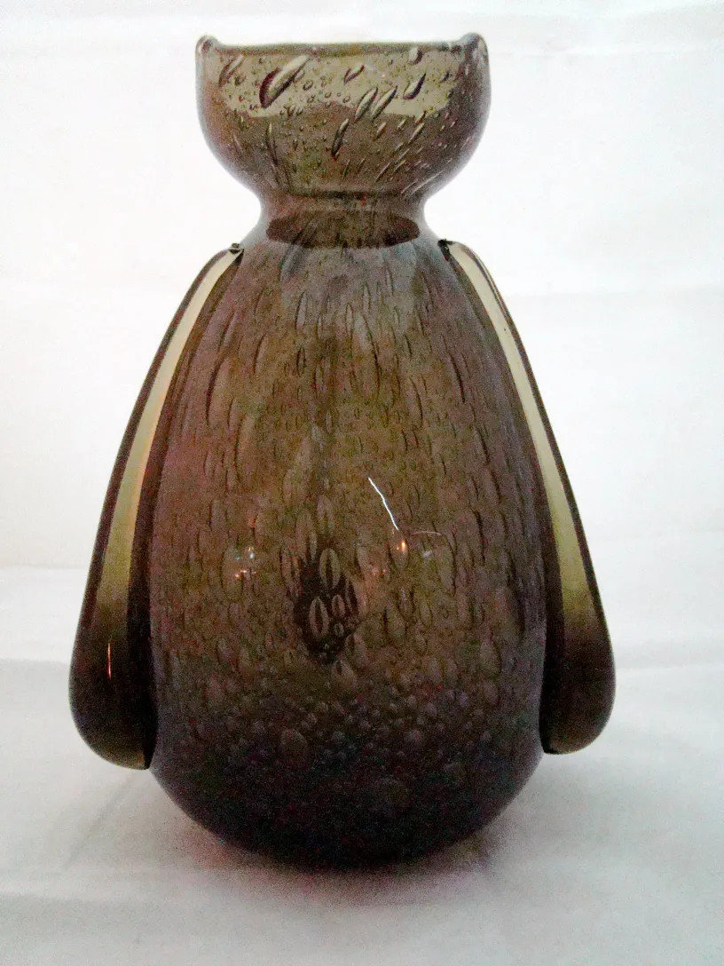 antique glass vase signed schneider with dark finish