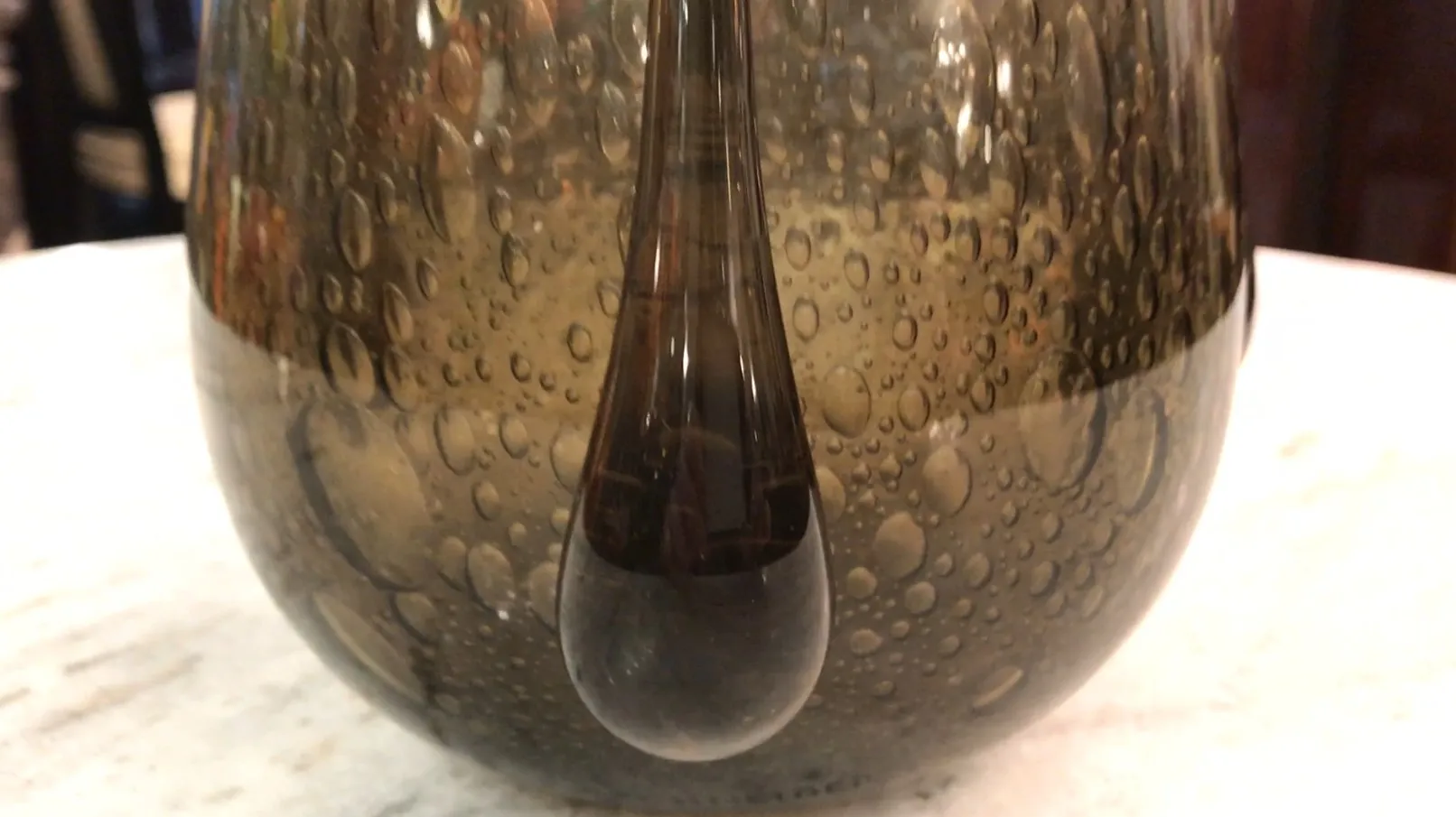 带有装饰水滴的玻璃，施耐德签名，法国古董