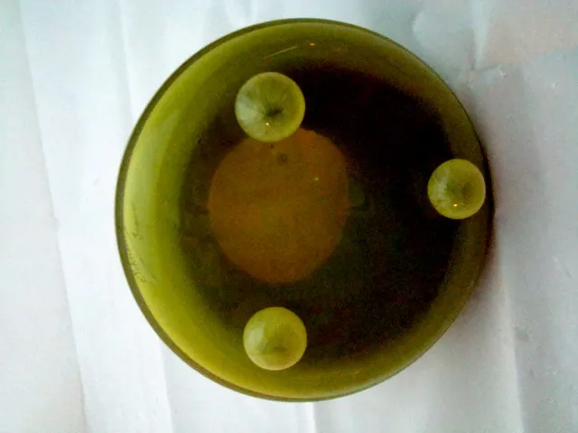 glass signed with three spherical details, antique