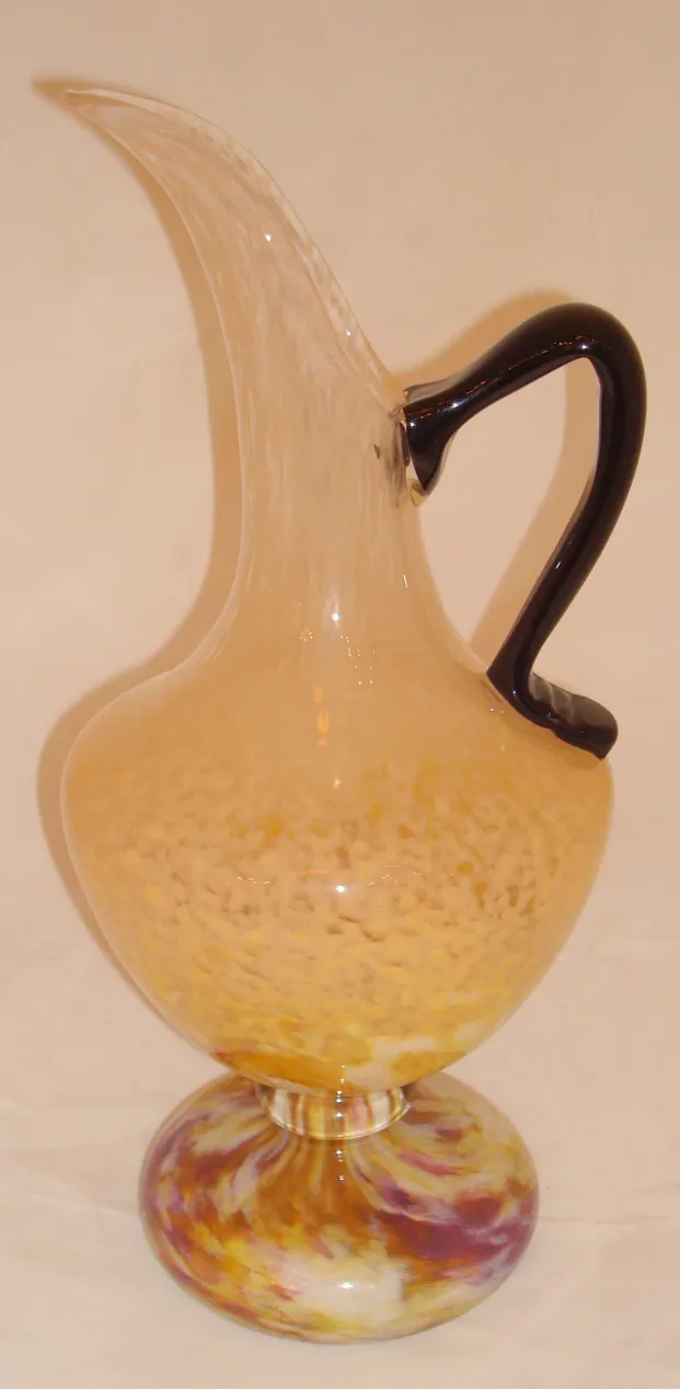 Antique signed glass by Schneider with colorful decorative base