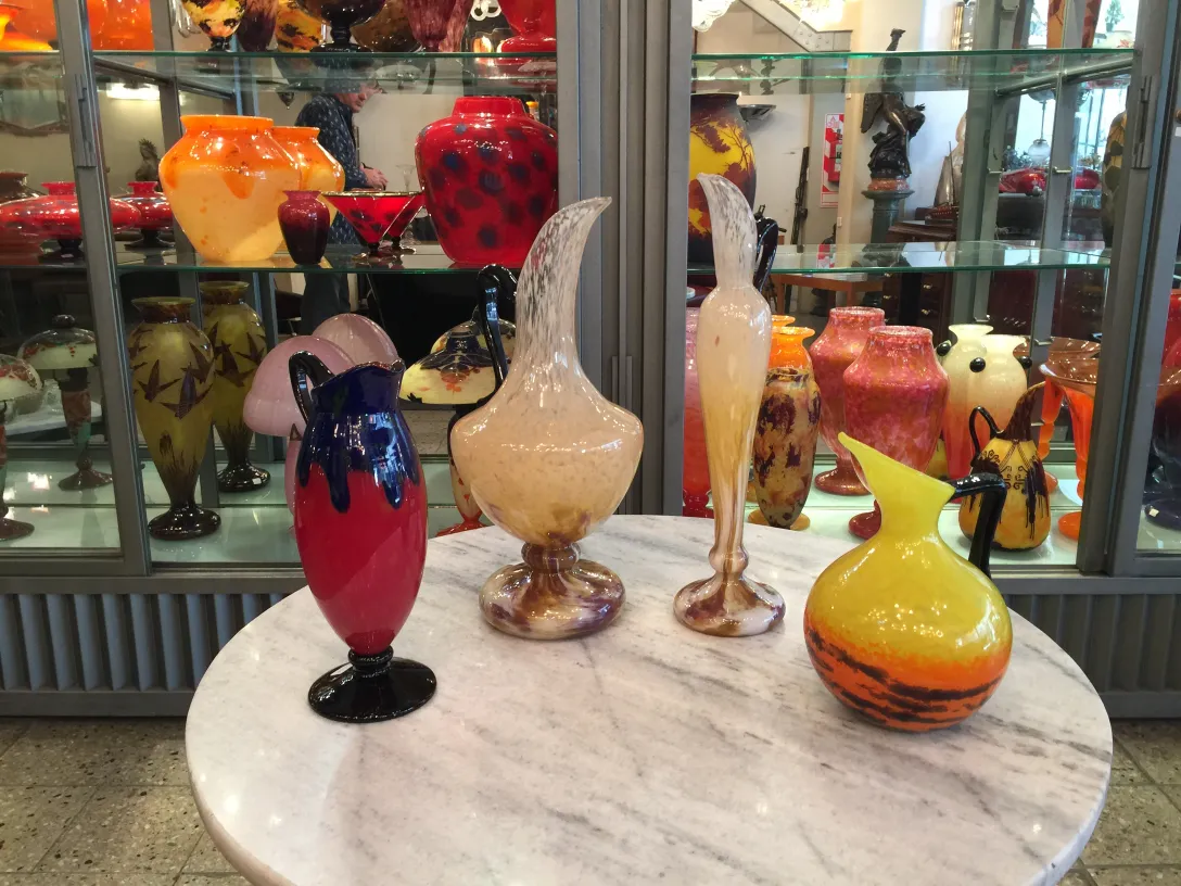 Decorative antique signed glass by Schneider