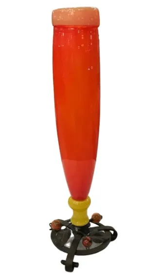 antiguo vidrio firmado de schneider con base decorativa colorida