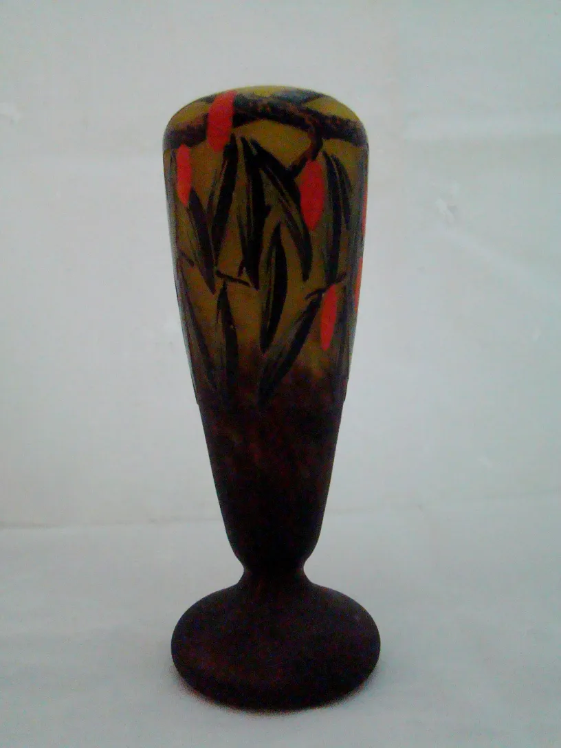 antique signed glass by schneider with floral design