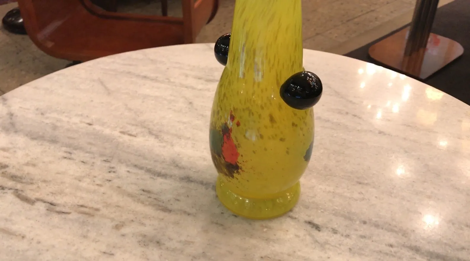 古董签名黄色玻璃施耐德带细节