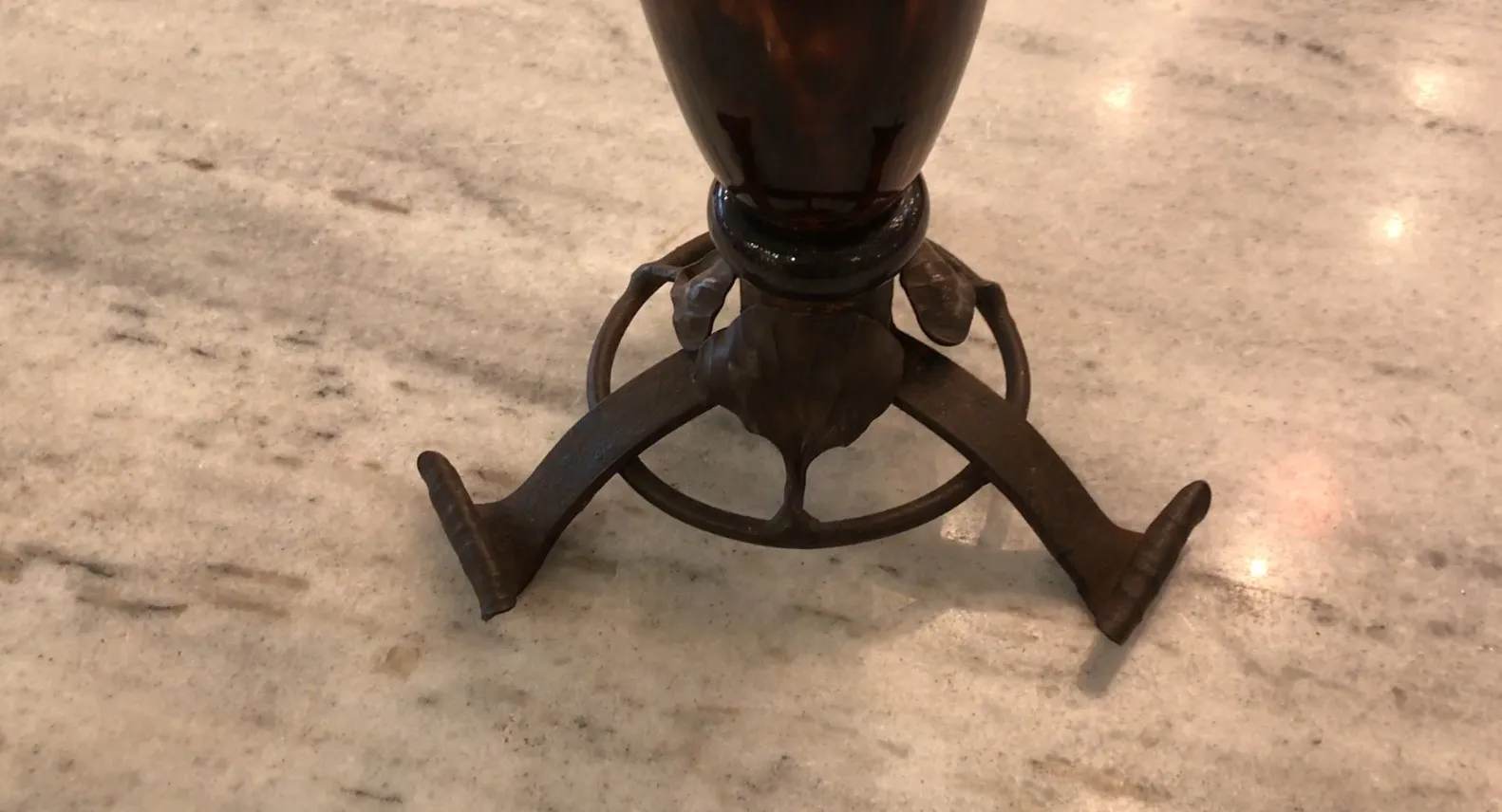 Ornamental base of signed glass Schneider with classic design.