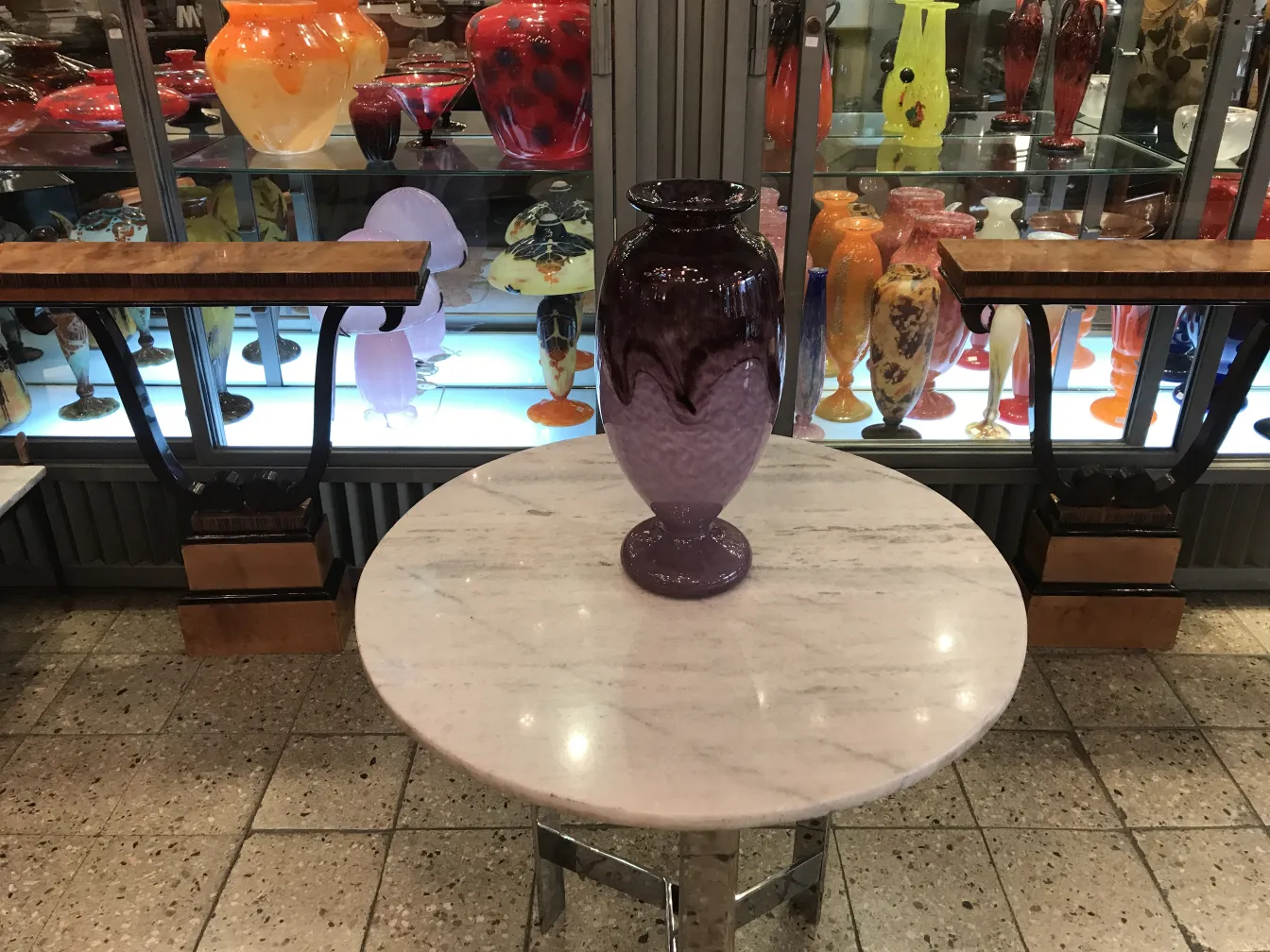 Antique vase signed Schneider in purple tones, decorative