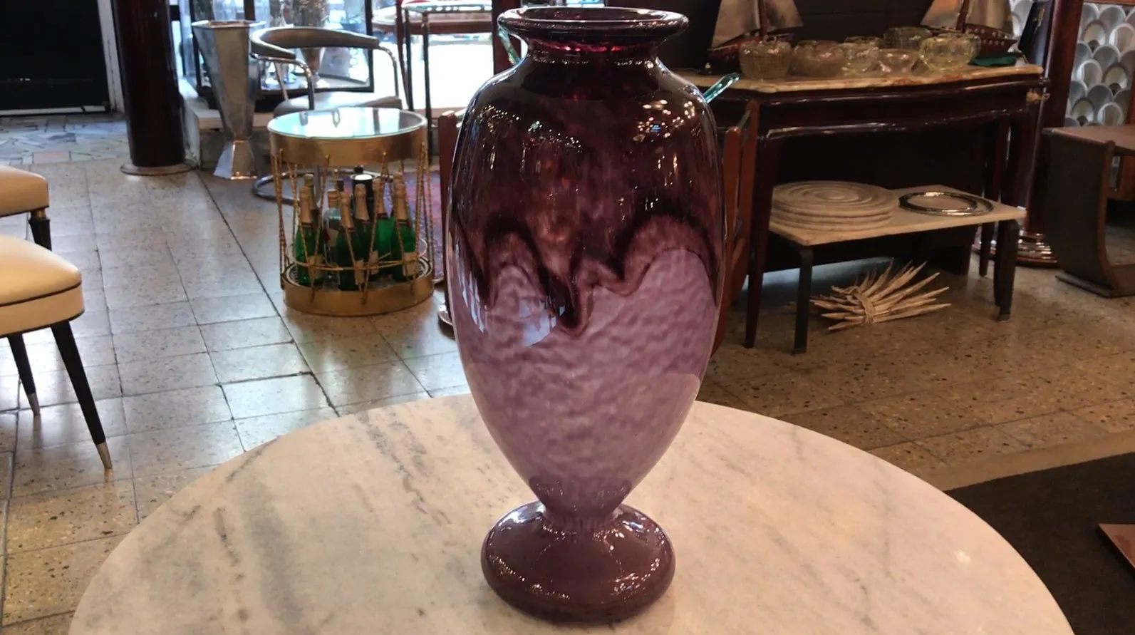 Purple signed Schneider glass vase, elegant decor