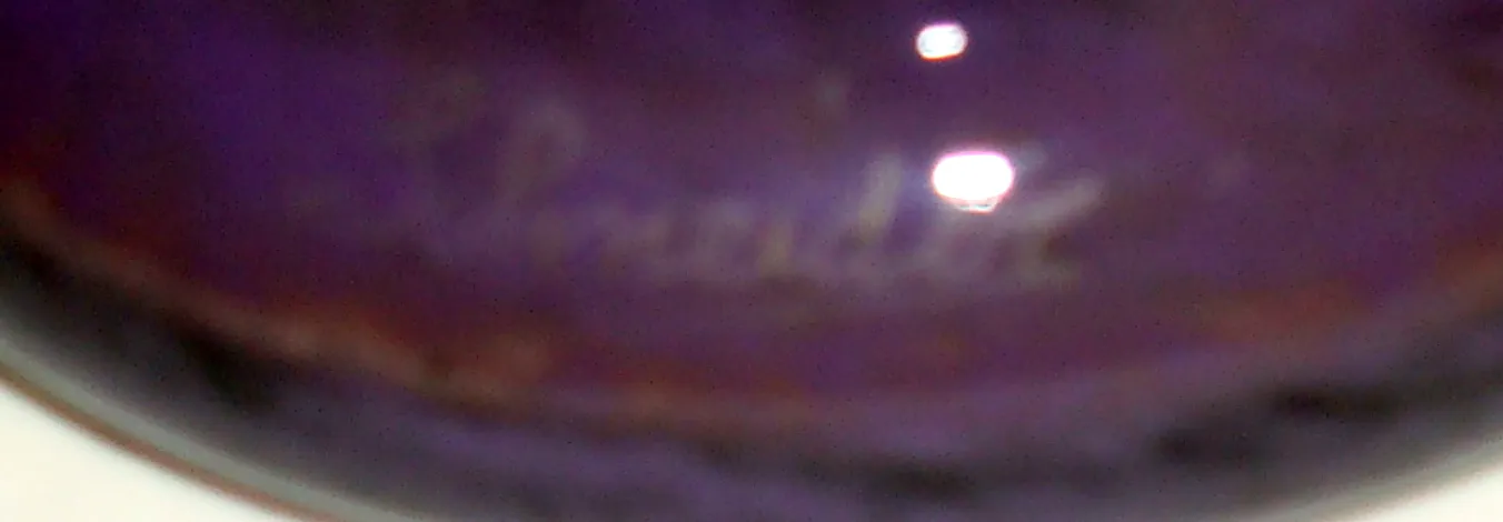 antique glass signed by Schneider in purple color