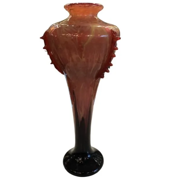 verre ancien signé Schneider aux tons chauds avec base sombre