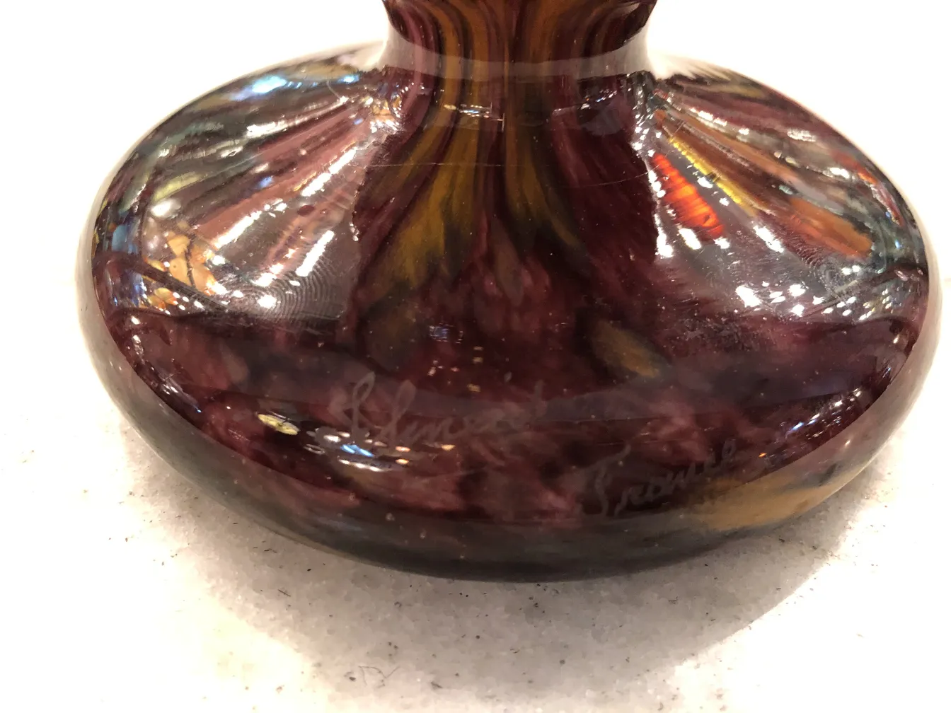 古老的玻璃，施耐德签名，色彩缤纷的装饰