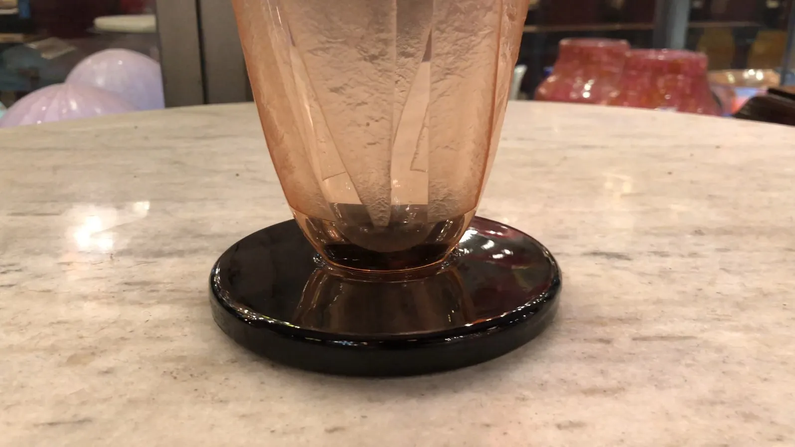 Schneider signed glass on a black base, antique decorative piece