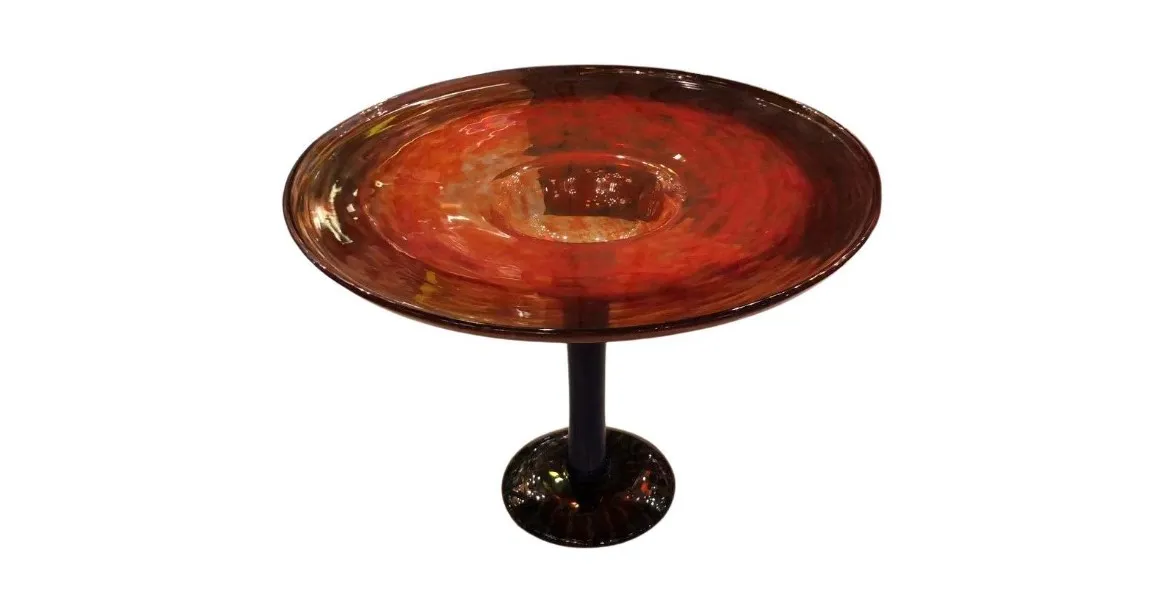 verre décoratif signé par schneider en teintes rouges et oranges