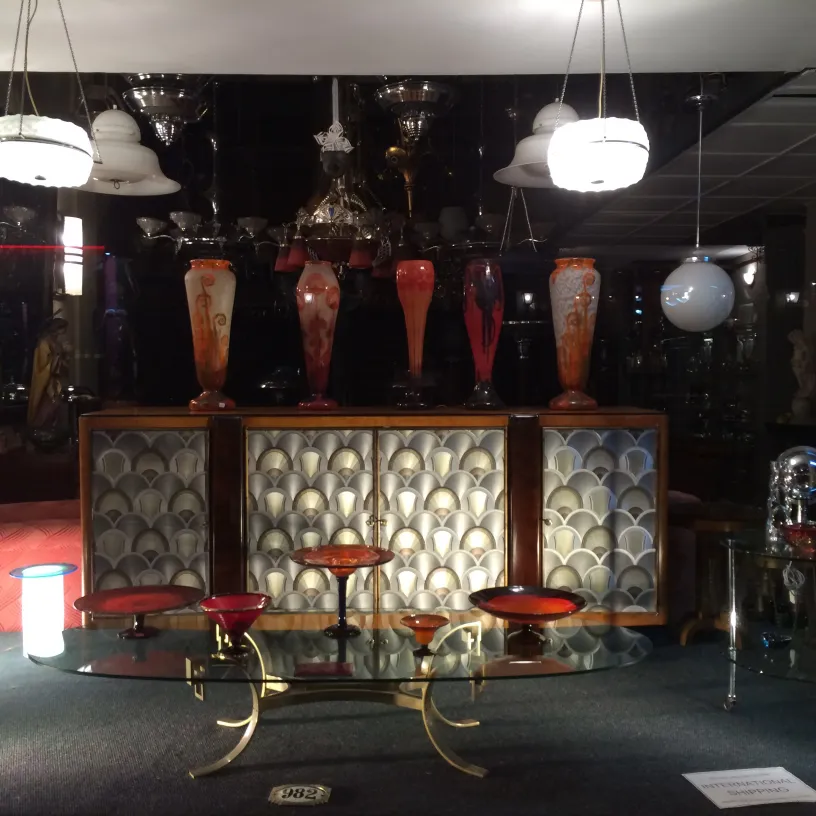 Antique room with signed glass Schneider in elegant setting