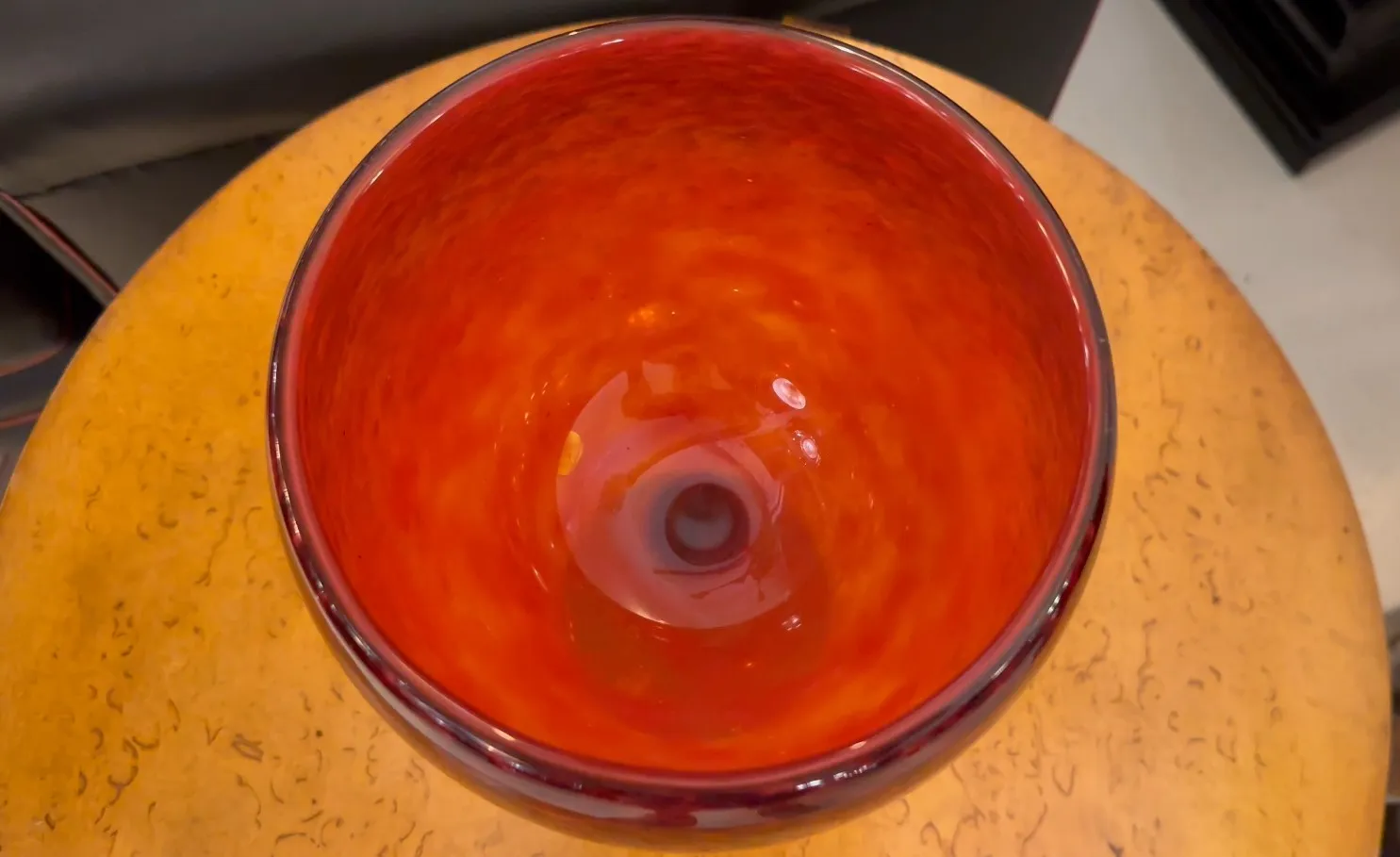 deep and vibrant signed glass Schneider in red tone