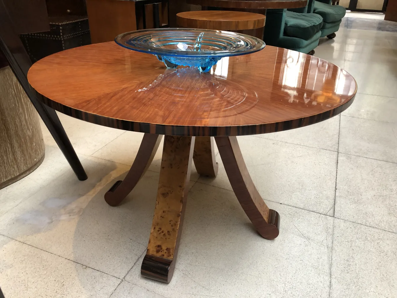 Antique Murano glass on a modern design table