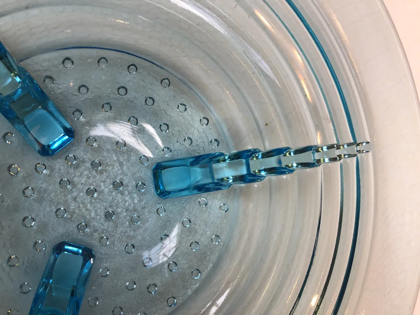 blaue Murano-Glas-Schale mit strukturierten Mustern