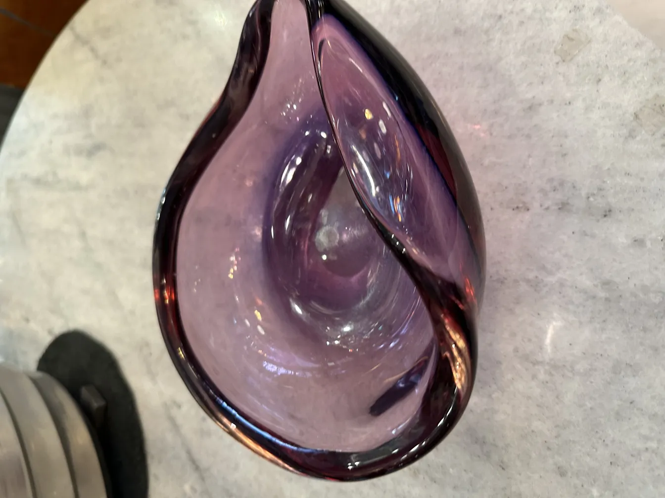 antique murano glass vase in purple shades