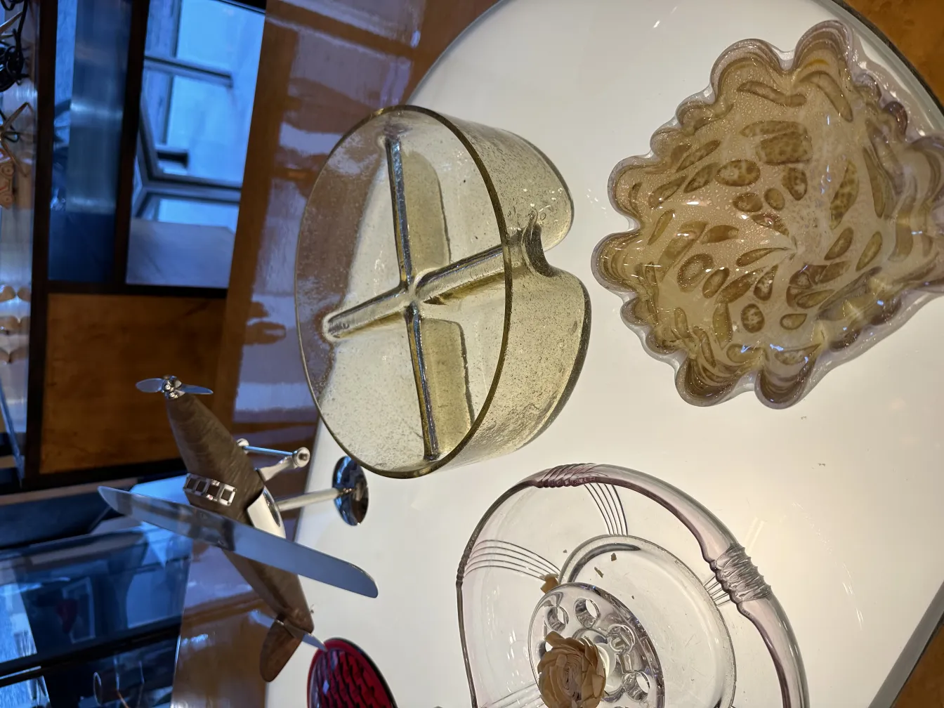 murano glass bowl with spiral design, antique