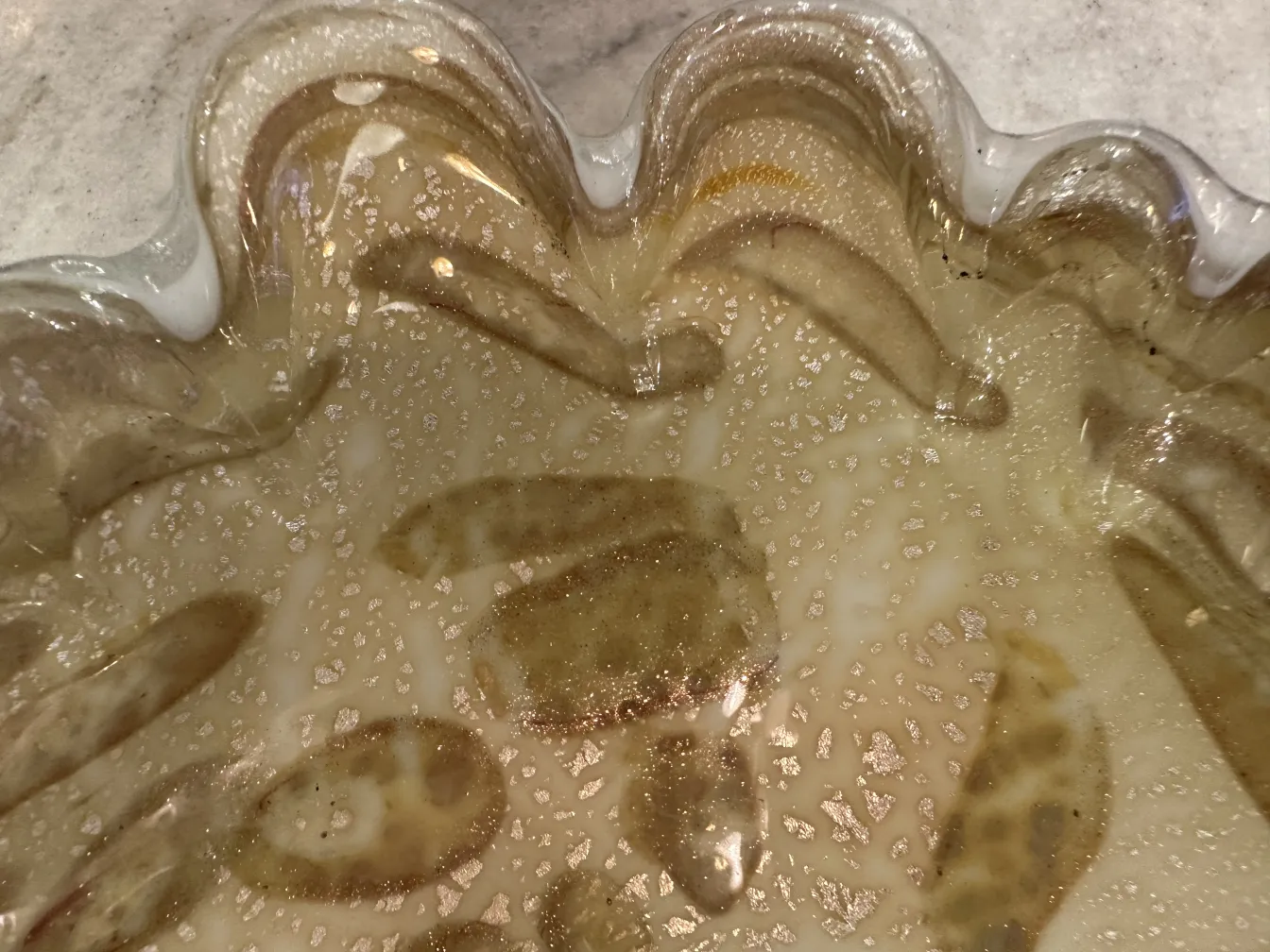 beautiful murano glass with golden and wavy tones