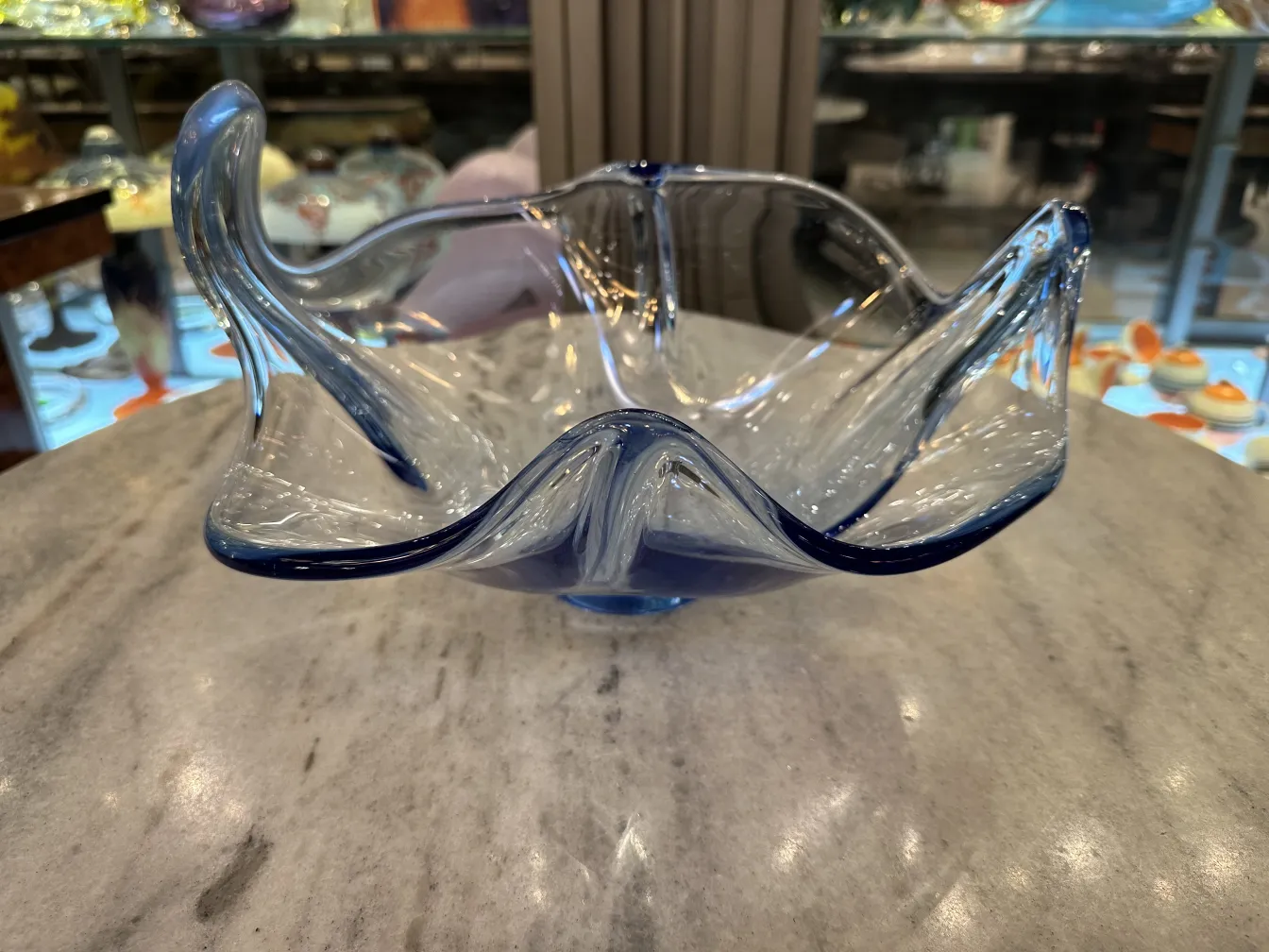 belle pièce décorative en cristal de murano bleu