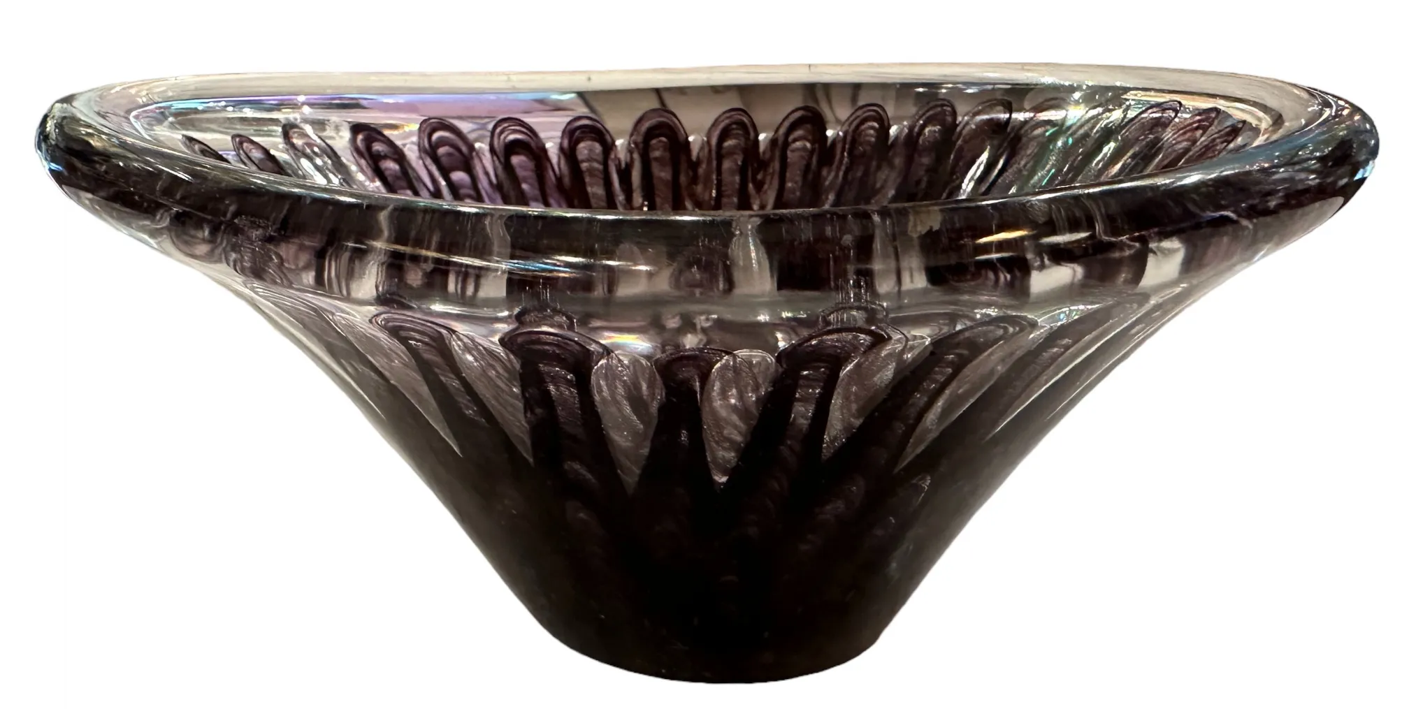hermoso cristal de murano con forma de cuenco, decoraciones elegantes en tonos oscuros