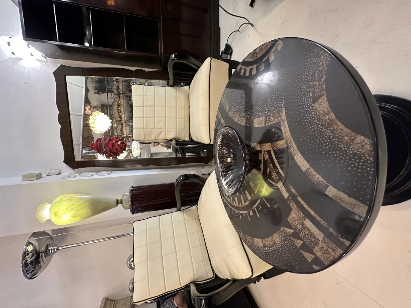 Antique Murano glass with design on decorative table