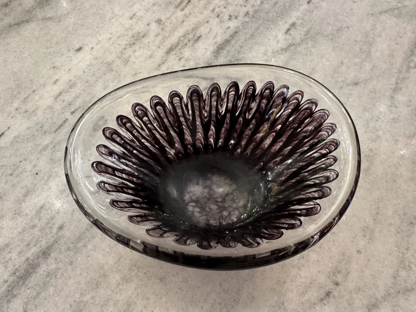 beautiful vintage murano glass piece with elegant details and flowing shapes